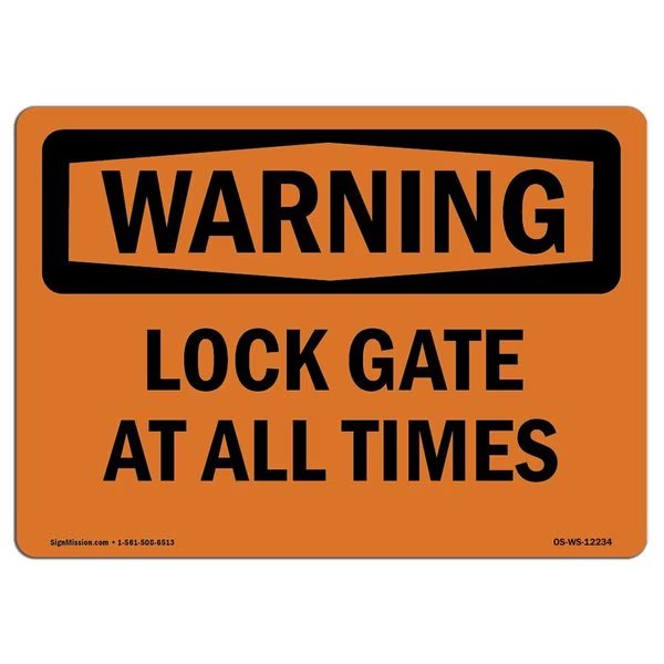 Safety Sign, OSHA WARNING, 12